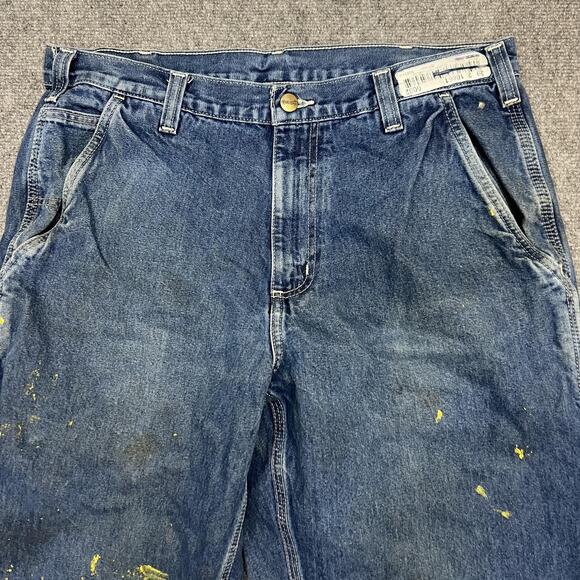 Carhartt Jeans Mens 34x34 Dungaree Fit Utility Painter Work Pants Distressed - Picture 2 of 11